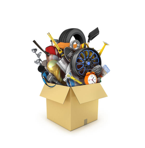 istock open package paper box with big heap or pile things  isolated 3d illustration, moving concept 1199668427