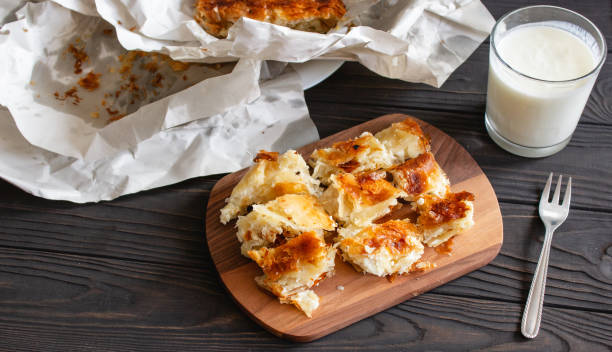 istock Burek or Borek savory pastry pie from the balkans served with yogurt. 1199668968