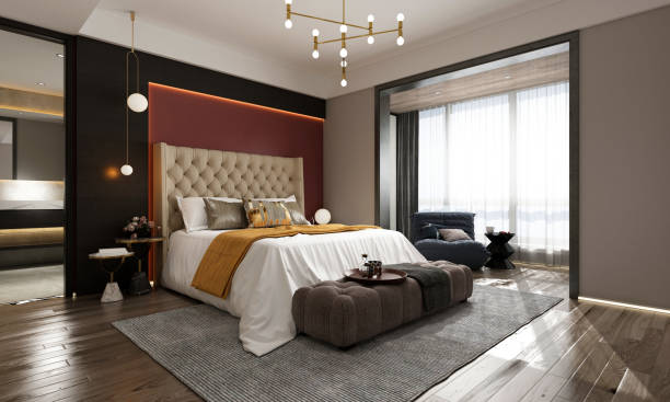 istock 3d render of luxury hotel room 1199669634