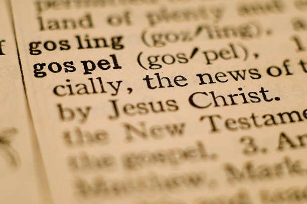 Gospel Definition Gospel Definition in Vintage 1935's Dictionary. gospel stock pictures, royalty-free photos & images