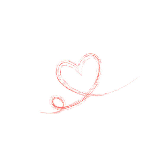Heart in continuous drawing lines in a flat style in continuous drawing lines. Continuous red line. The work of flat design. Symbol of love and tenderness vector art illustration