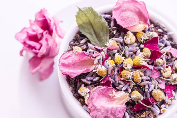 ハーブティー - herbal medicine tea crop tea leaves dry ストックフォトと画像