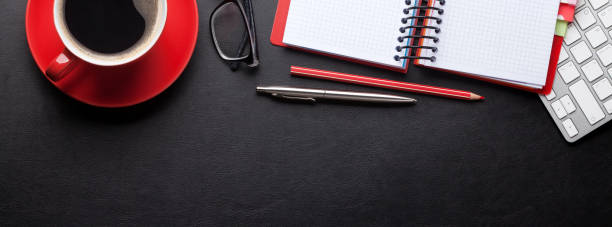 istock Office desk with computer and supplies 1199676719