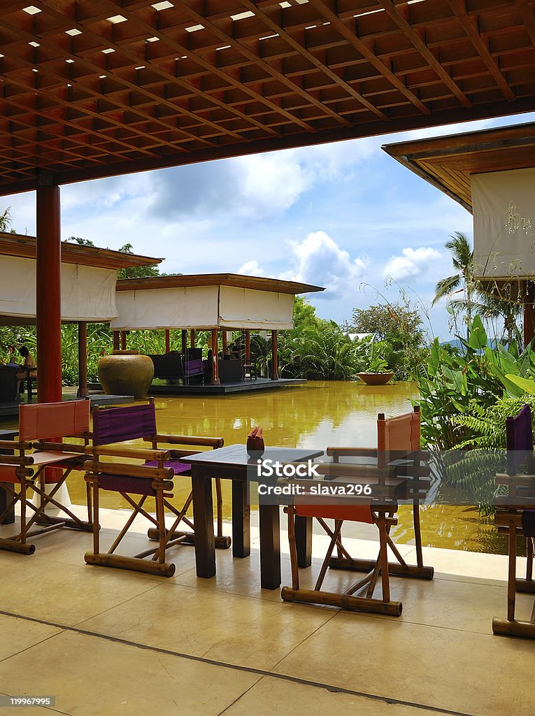 ÁREA DE ESTAR-Vista a la piscina del hotel de lujo, Phuket, Tailandia - Foto de stock de Recepción libre de derechos