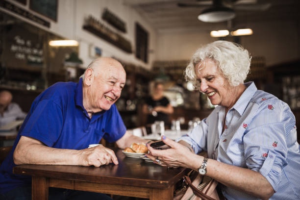 istock Senior couple in a cafe 1199682542