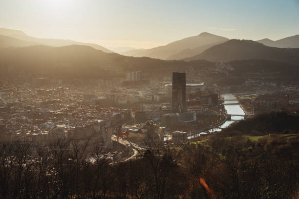istock Bilbao, Spain, at sunset from above 1199683379