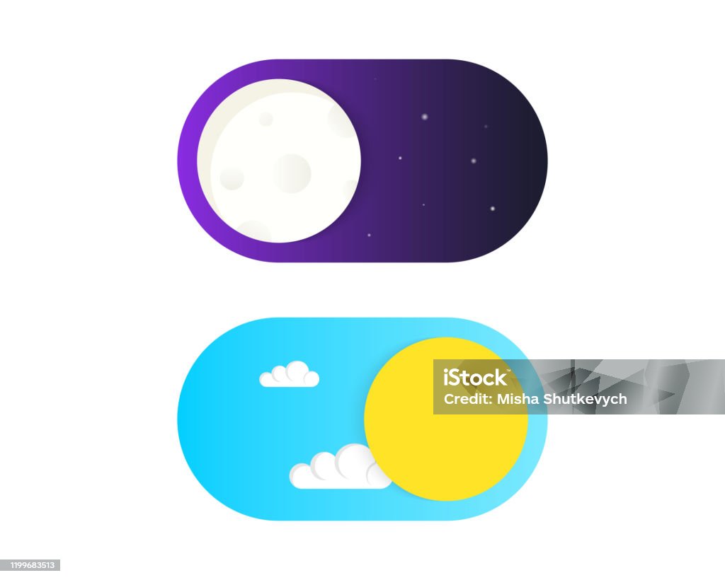 On Off Toggle Switch Button Vector Light And Dark Buttons Day And Night ...
