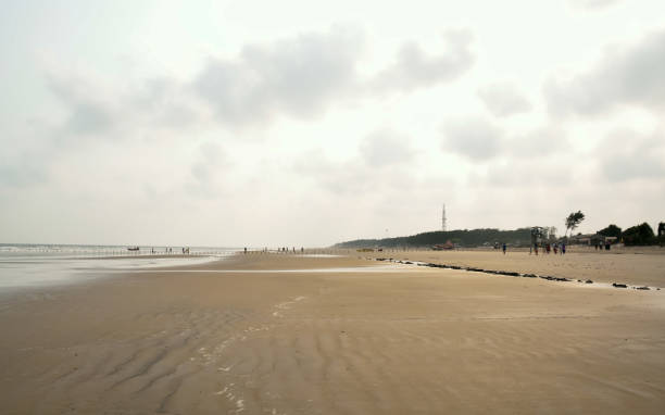 istock Empty Sun Sea Sandy Beach Horizon Background with copy space. Goa Sea Beach, Indian Ocean Coastal Island in landscape style in summer. 1199684271
