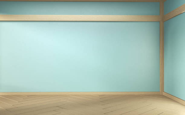 istock Empty mint room on wooden floor interior design. 3D rendering 1199686054