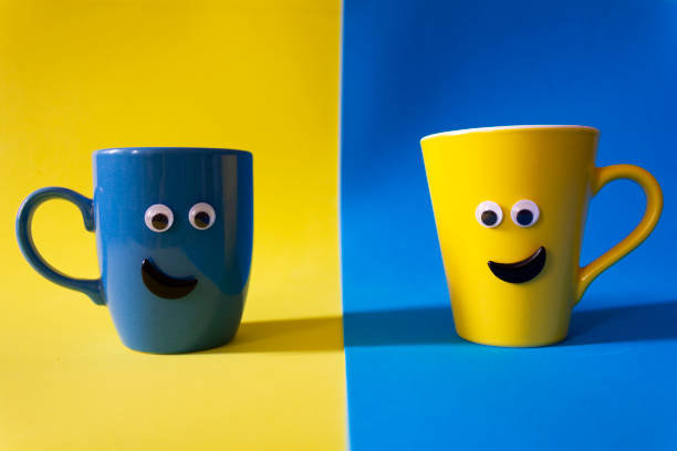 Quirky coffee cups stock photo