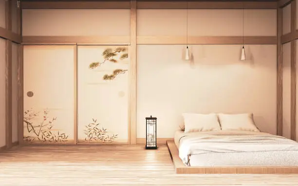 Luxury modern zen style bedroom mock up, Designing the most beautiful. 3D rendering