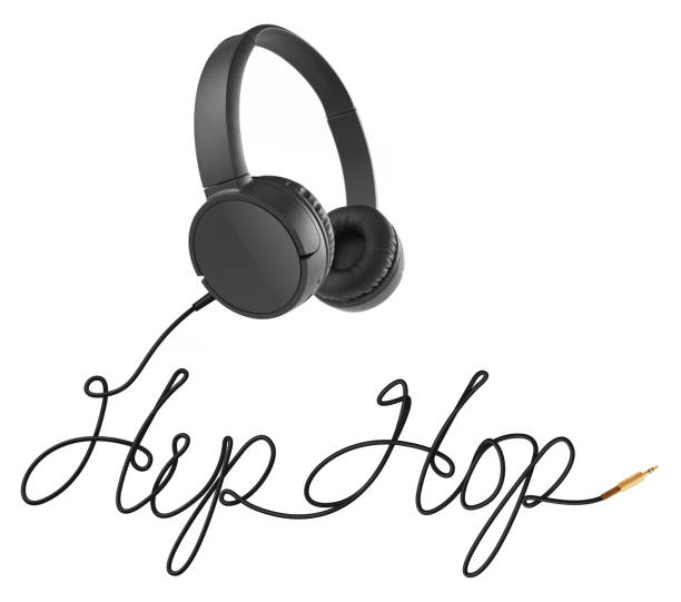 istock Headphones with hip hop cable on white 1199687528