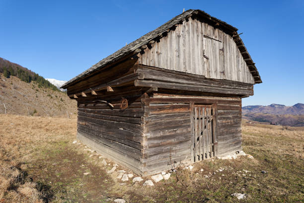 Old wooden barn in the mountains