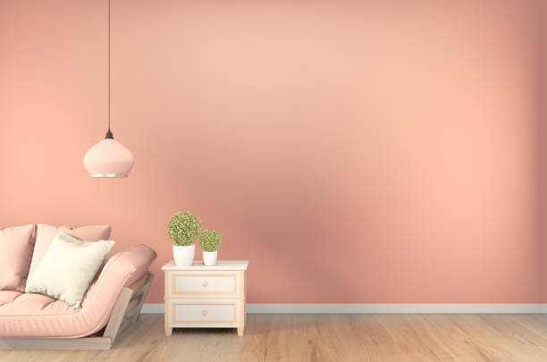 istock Mock up Pink chidren room interior minimal design. 3D rendering 1199689106