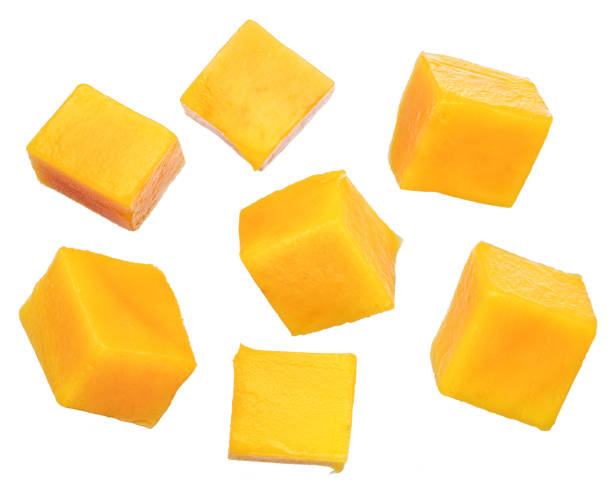 istock Set of mango cubes isolated on a white background. 1199689268