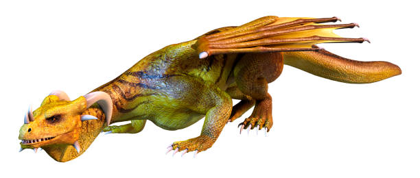 istock 3D illustration fantasy dragon on white 1199690676