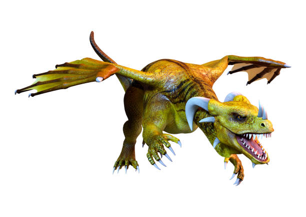 istock 3D illustration fantasy dragon on white 1199690678