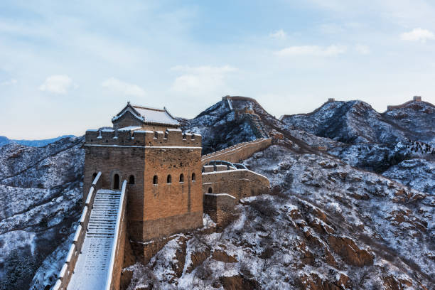 istock Great Wall of China covered with snow 1199690793