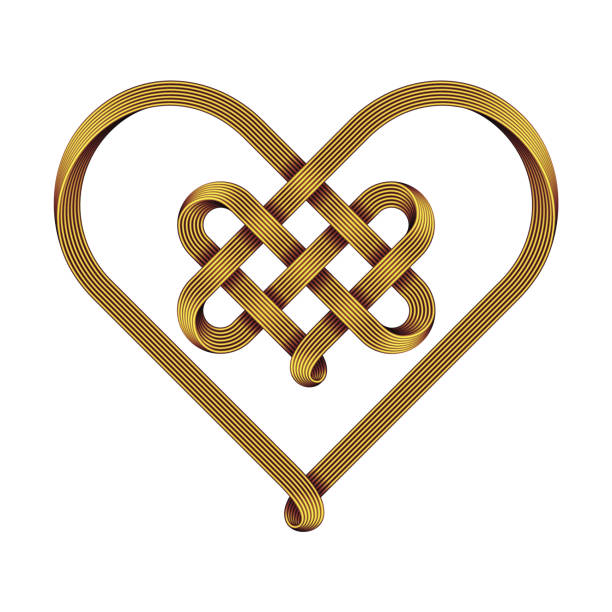 istock Heart symbol made of intertwined golden wire as a celtic knot. Vector illustration. 1199691343