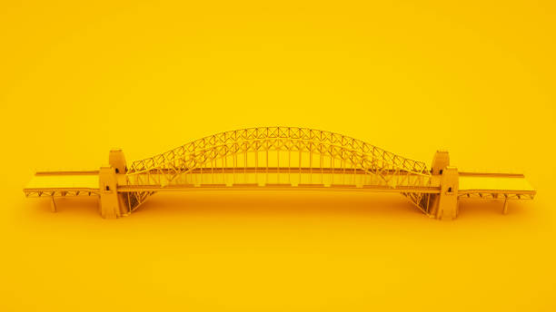 Bridge on yellow background. Minimal idea concept, 3d illustration