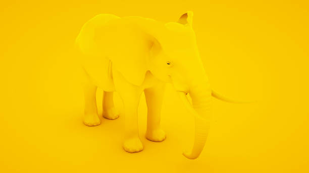 istock Elephant isolated on yellow background. Minimal idea concept, 3d illustration 1199692292