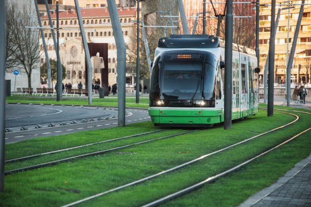 istock Modern tram in Bilbao, Spain 1199692744