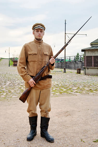 istock Soldier with  gun in retro style picture 119969739