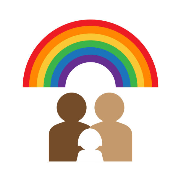 gej rodzina z dzieckiem - gay man homosexual rainbow teenager stock illustrations