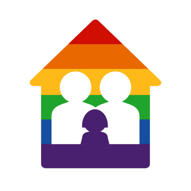 Gay family with kid vector art illustration