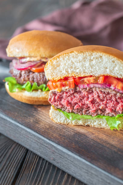 Hamburger on the cutting board stock photo