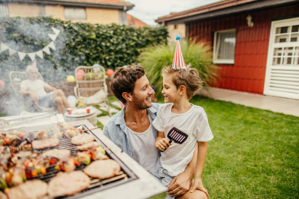Grilling meat with my dad