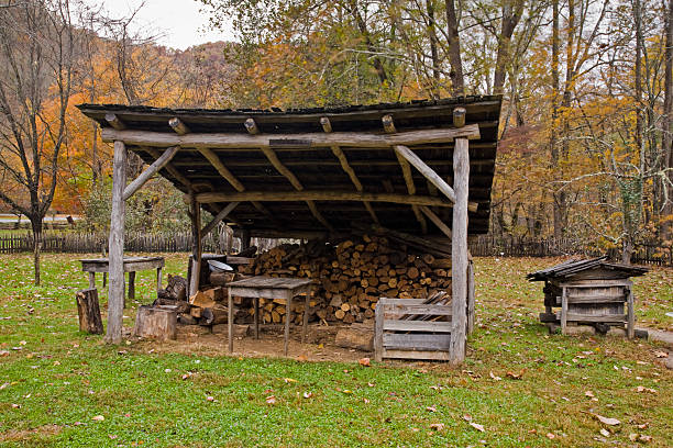 bar "woodshed", oconaluftee gehöfts, smokies - south highlands stock-fotos und bilder