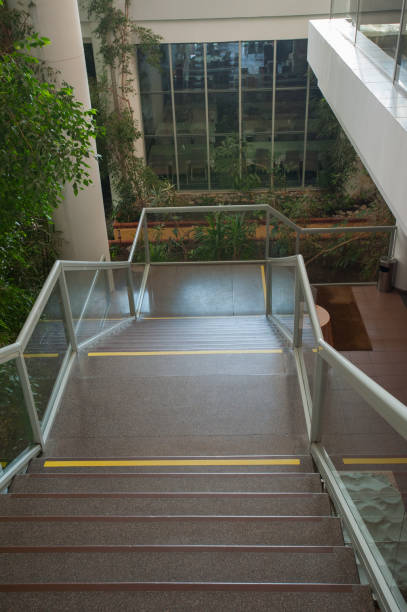 istock staircase leading down markings on the stairs 1199703252