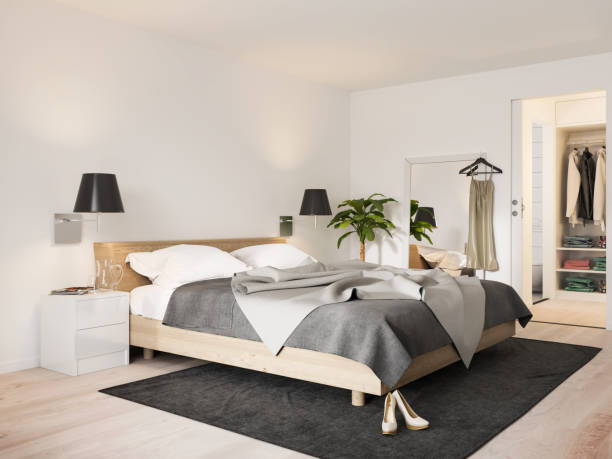 현대적인 침실 - hotel bedroom bed contemporary 뉴스 사진 이미지