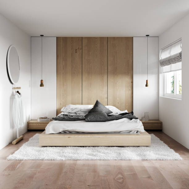 현대 침실 인테리어 - hotel bedroom bed contemporary 뉴스 사진 이미지
