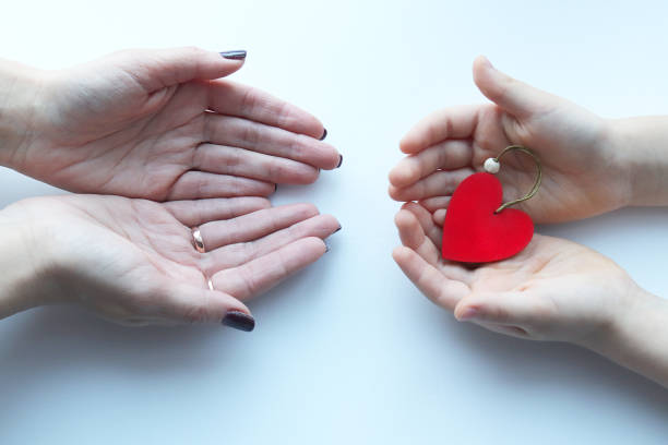 istock Baby palms hold red heart for mom 1199704650