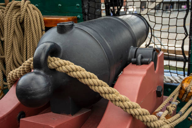 istock Old Artillery Cannon with Rope 1199706245