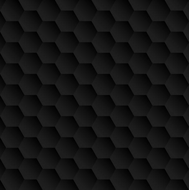 ilustraciones, imágenes clip art, dibujos animados e iconos de stock de degradado negro abstracto degradado fondo hexagonal poligonal. - hexagon tile pattern black