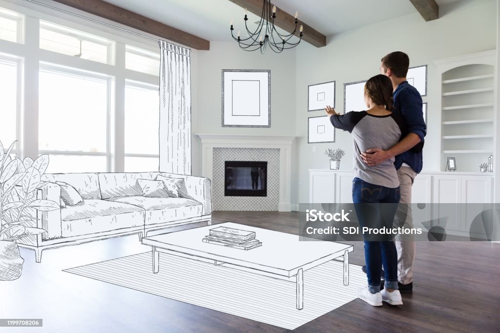 Paar träumen in ihrem neuen Zuhause - Lizenzfrei Renovierung - Konzepte Stock-Foto