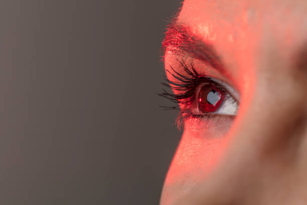 Close Up Of Woman's Eye on iris is visible heart shape