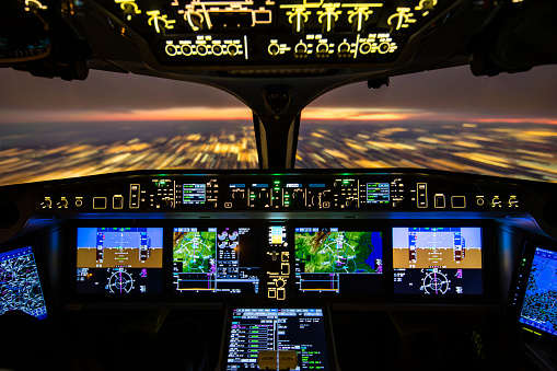 Cockpit view long exposure with light streaks