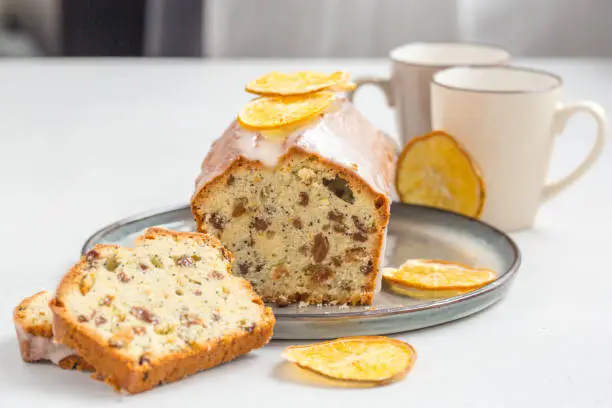 Plumcake with raisins, orange zest and poppy seed. Homemade.