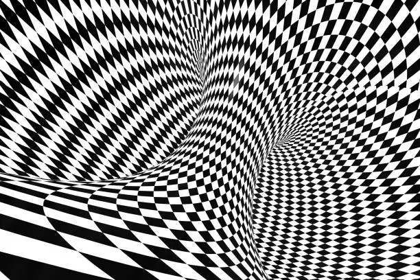 Photo of 3D Abstract Psychedelic Checkered Pattern Optical Illussion Background