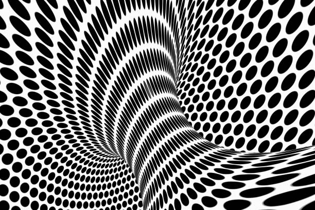 3D Abstract Psychedelic Checkered Point Pattern Optical Illussion Background 3D rendering of Abstract Psychedelic Checkered Point Pattern Optical Illusion Background.  Black and white color. moving optical illusions stock pictures, royalty-free photos & images
