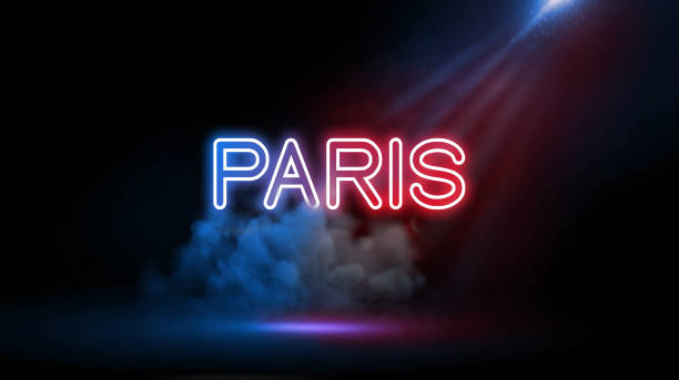 istock Paris, France | Empty Studio Room, Text in Neon light effect. 1199724088
