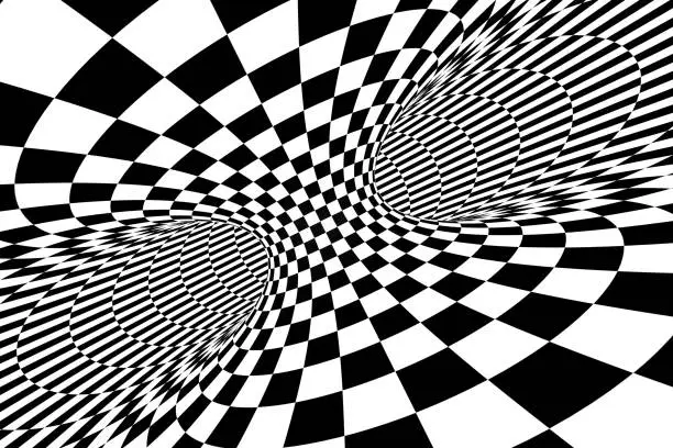 Photo of 3D Abstract Psychedelic Checkered Pattern Optical Illussion Background