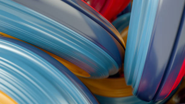 istock 3d abstract liquid twisted shape wavy background, Iridescent digital art 1199729459