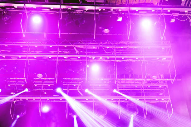 istock Spotlights and laser beams. Concert light. Stage lights. Soffits. 1199729934