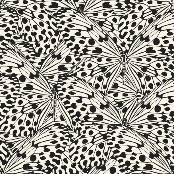 nahtlose vektor schmetterlinge muster. schmetterling-druck. trendige tier motiv tapete. modischer hintergrund für stoff, textil, design, banner, cover, web etc. - butterfly backgrounds seamless pattern stock-grafiken, -clipart, -cartoons und -symbole