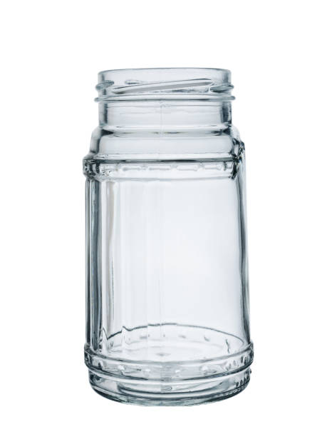 istock Empty open glass jar of elongated shape with edges on a white background 1199738746